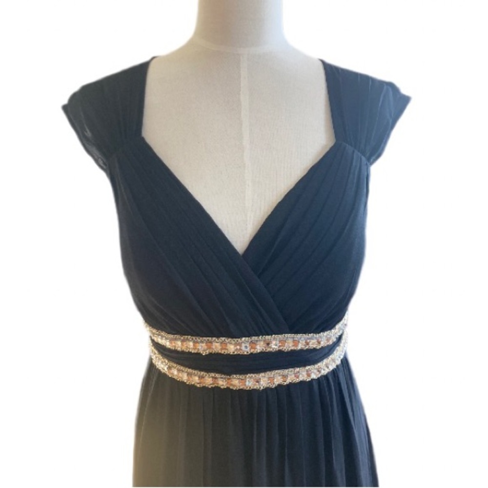 Ever Pretty Black formal chiffon Dress with rhinestone detail size 12